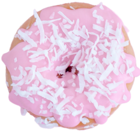 Donut with pink glaze and coconut