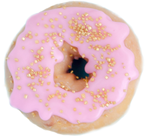 Donut with pink glaze and gold glitter